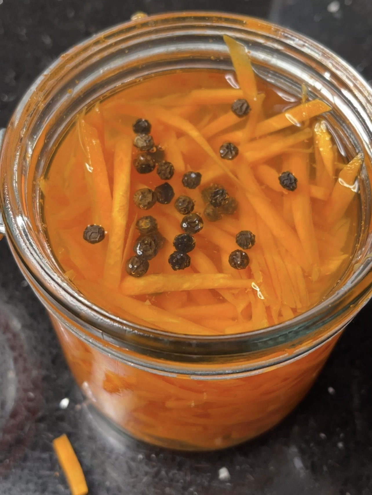 Image of Then add your carrots to the pickling solution and store...