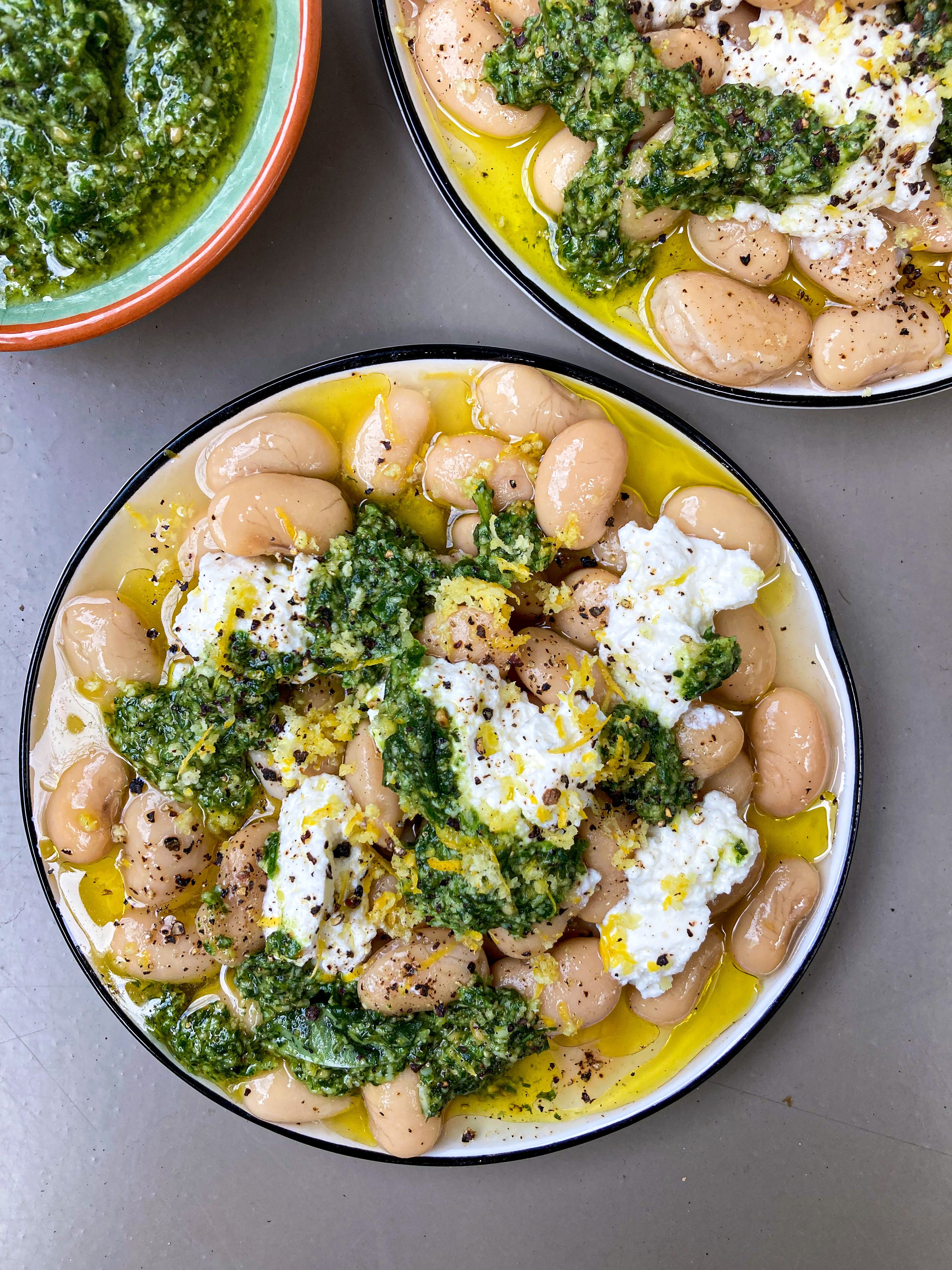 beans_recipe_butter beans with lemon ricotta and pesto_beans uk_boldbeanco_hanshungry_