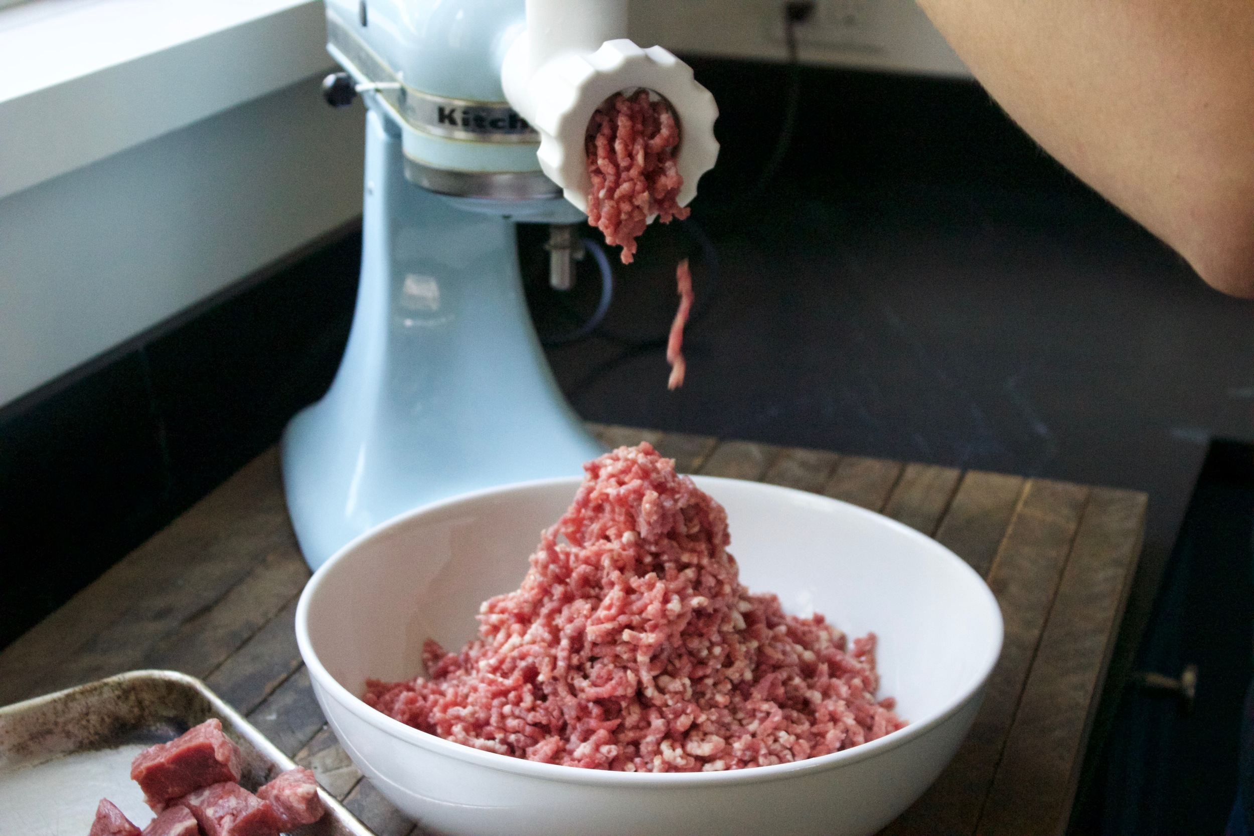 Image of Process beef through grinder attachment.