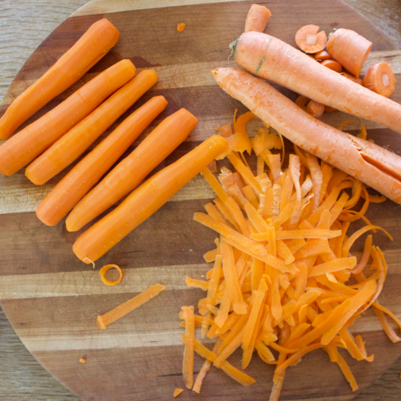 Image of Peel carrots and trim ends. Round the ends with a...