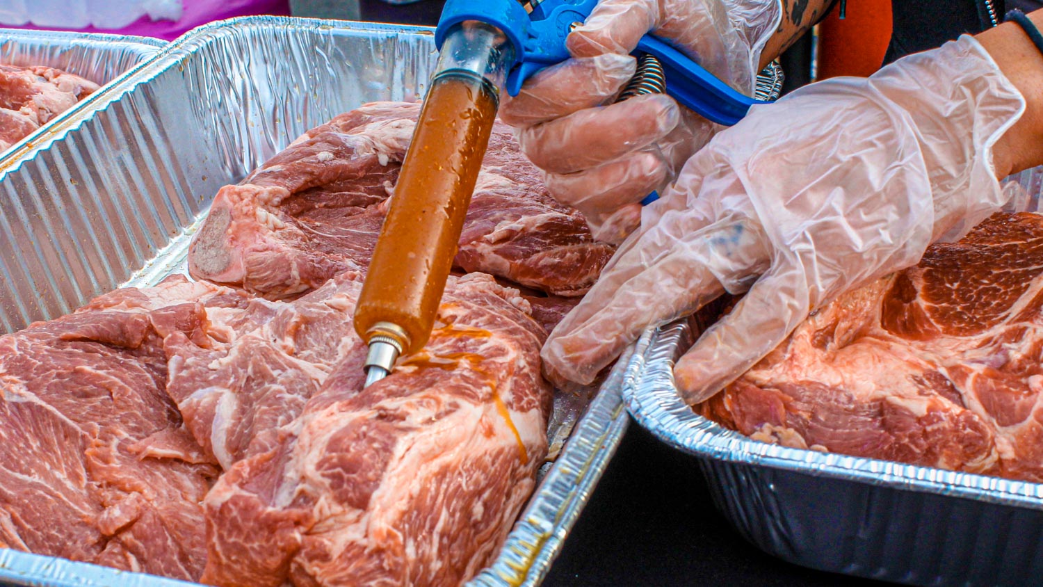 Image of Whisk together dry pork marinade and water. Using a flavor...