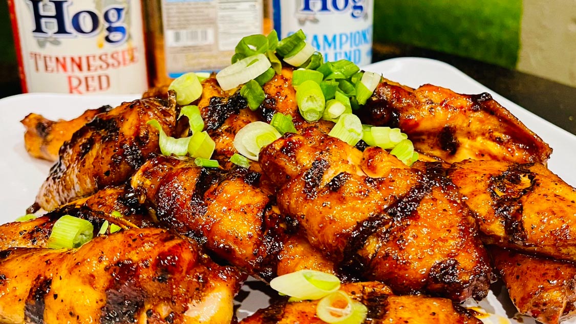 Image of Serve wings with the extra BBQ sauce.
