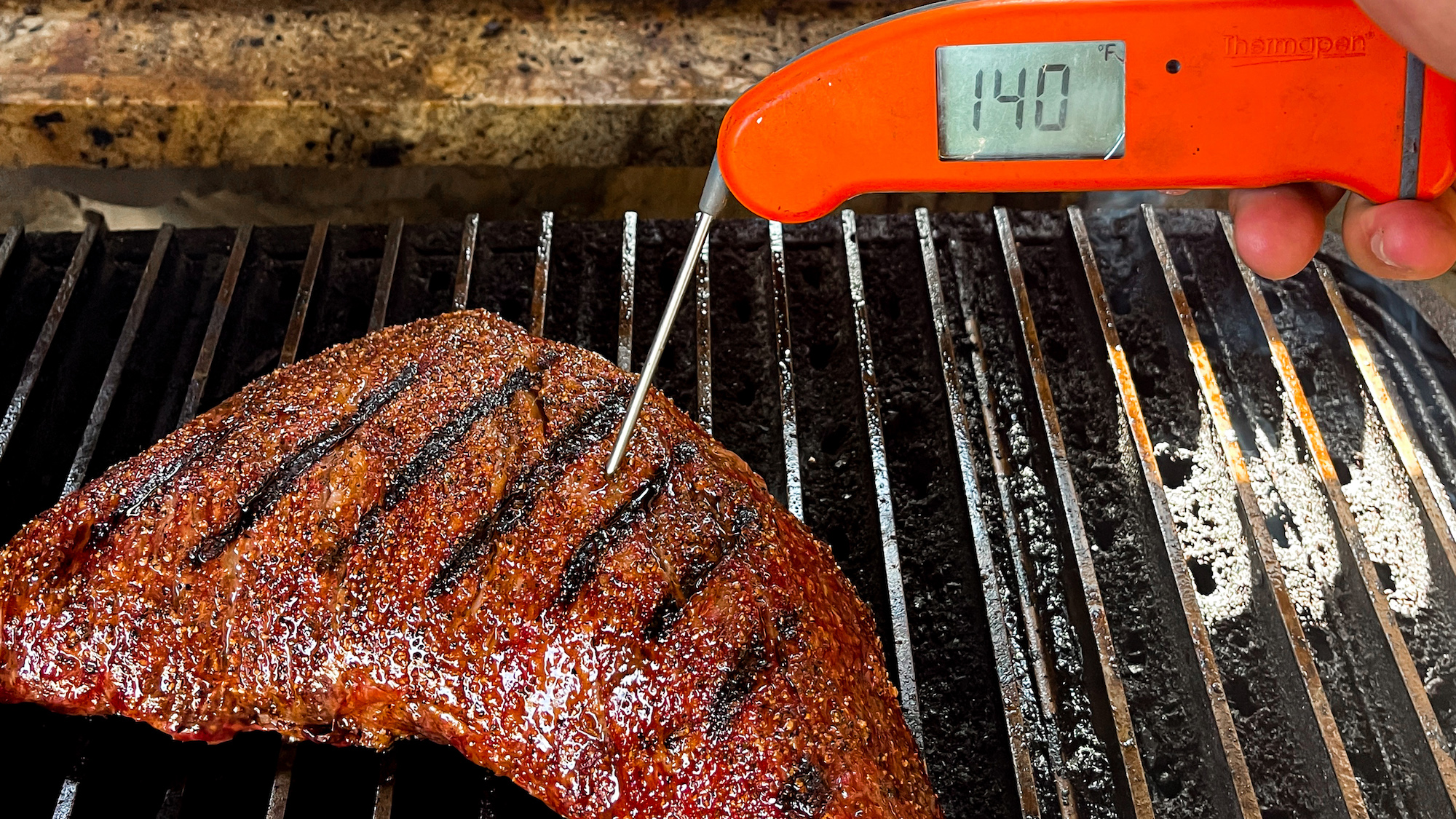 Image of Transfer tri-tip to a charcoal grill and sear each side...