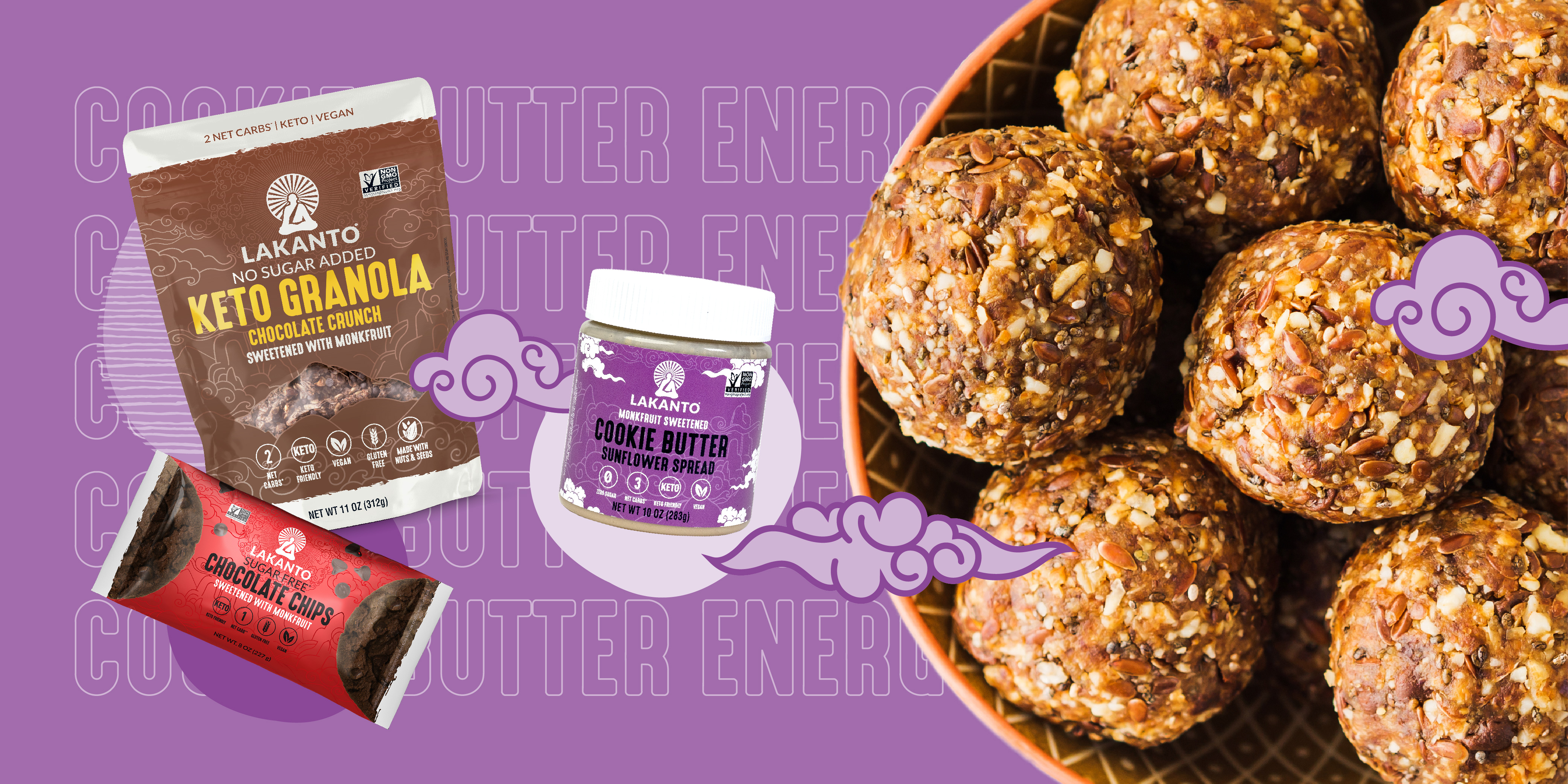 Monkfruit Sweetened, Cookie Butter Energy Bites