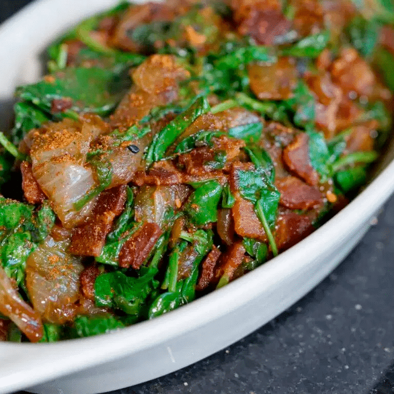 Photo of Spicy Spinach with Sake and Bacon