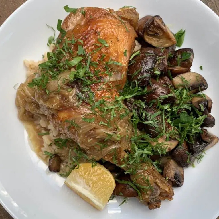 Photo of Caramelized Onion and Porcini Braised Chicken Legs