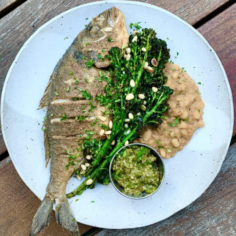 Photo of Pan Fried Whole Fish with Herb Sauce