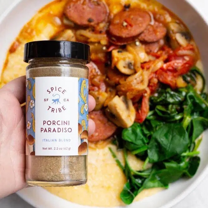Photo of Smokey Sausage Smoortjie with Spinach over Parmesan Grits