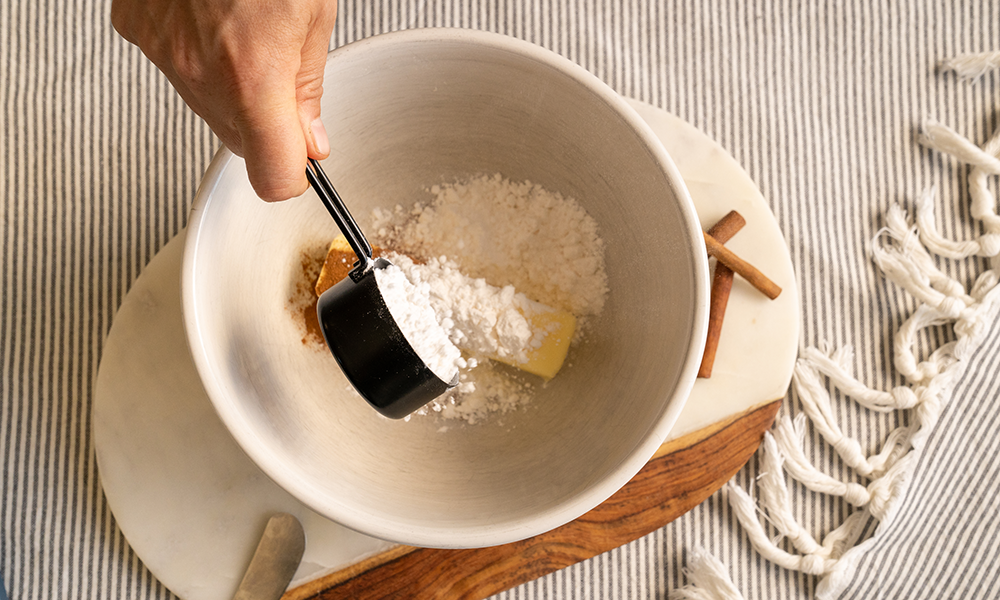 Image of Combine butter, cinnamon, and Lakanto Powdered Sweetener into medium sized...