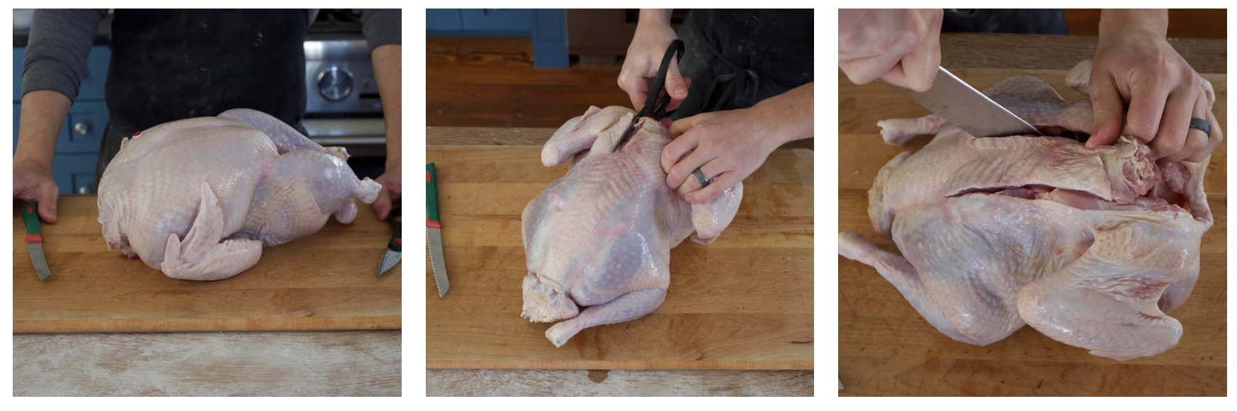 Image of Using a carving knife slice along the back bone, both...