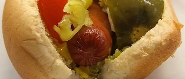 Image of Build the hot dog from the bottom up. We layered...