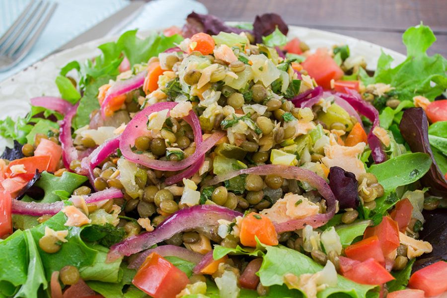 Lentil Salad with Smoked Salmon