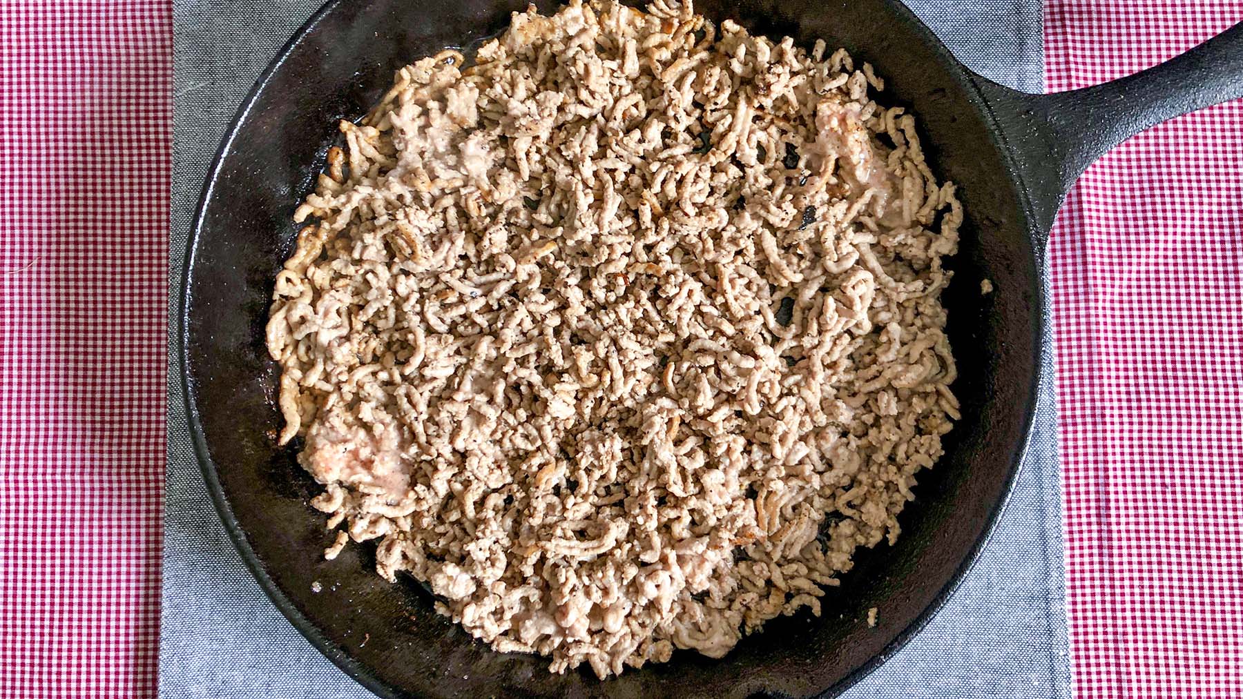 Image of In a large skillet, brown beef.