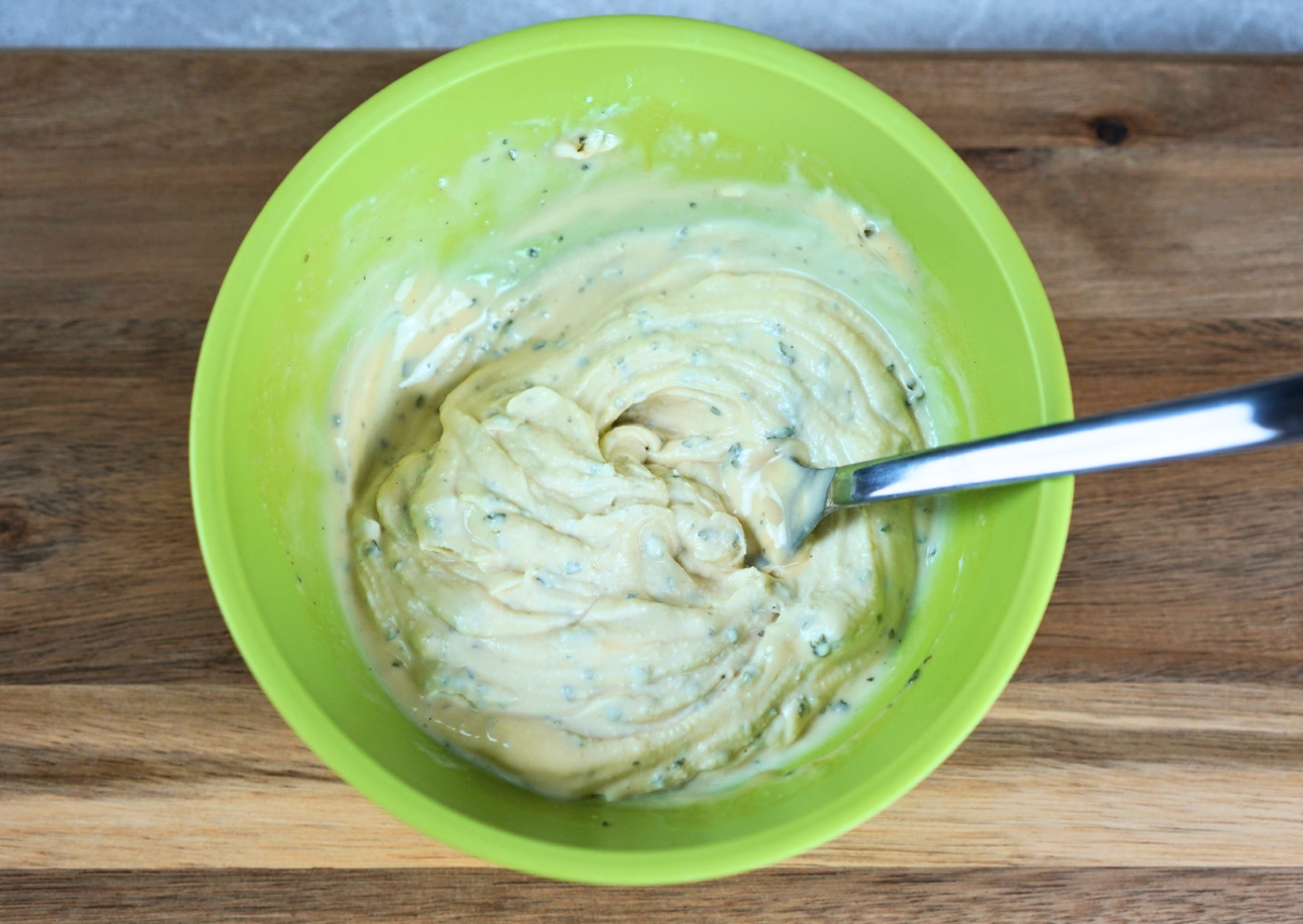 Image of Whip ricotta, honey, and Italian Seasoning with an electric blender...