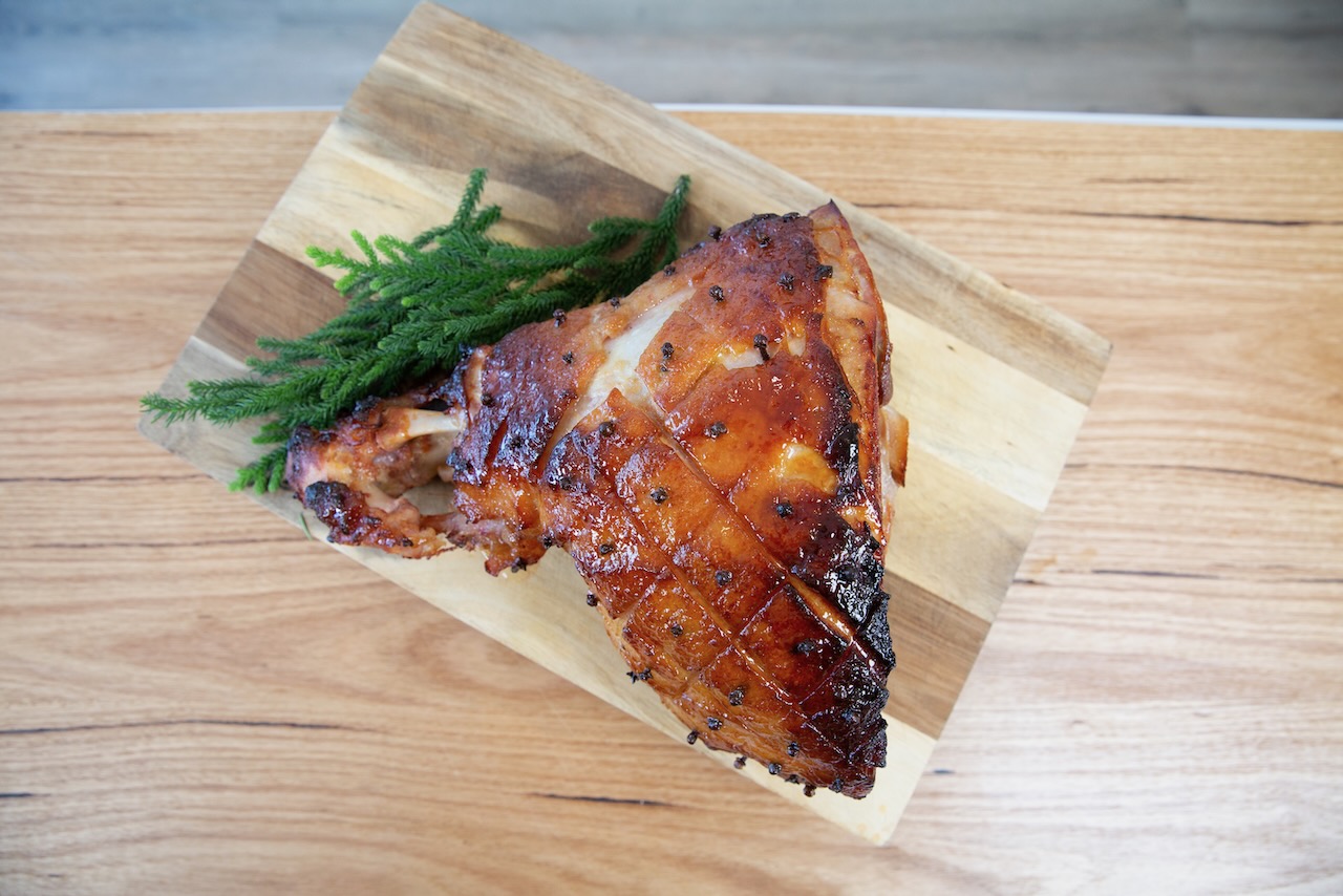 Maple and mustard glazed ham