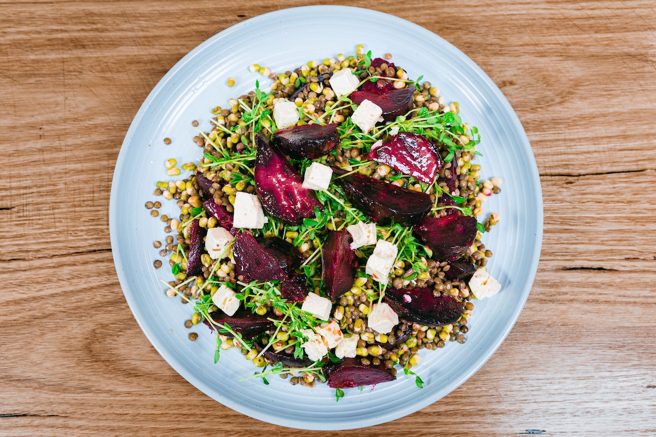 Beetroot and puy lentil salad
