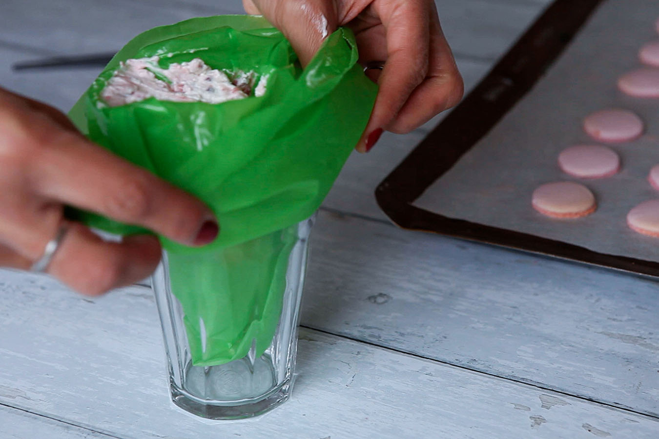 Image of Reuse and prepare piping bag as before and spoon in...
