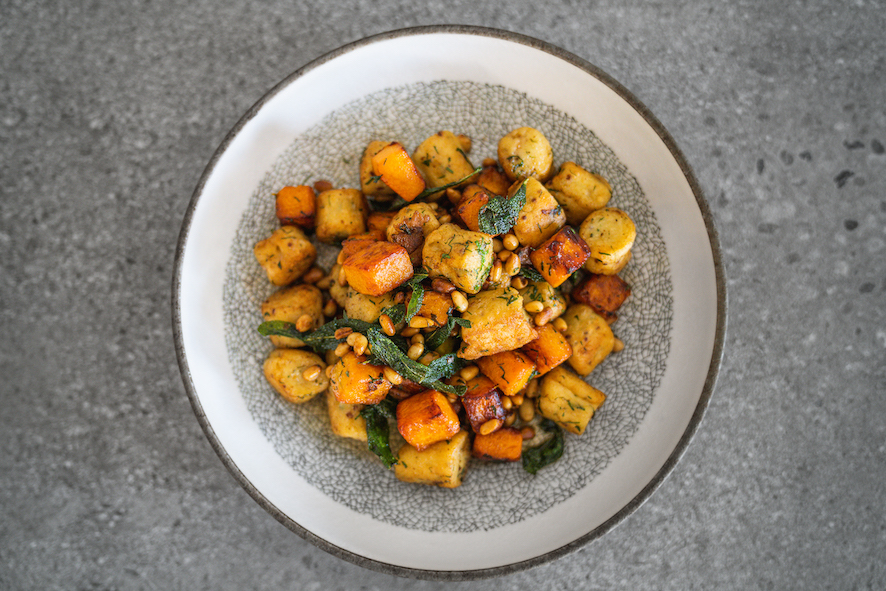 Parisian gnocchi, butternut squash, sage and pine nuts
