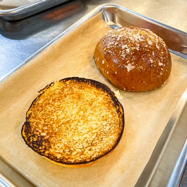 Image of Simultaneously toast the bun with a little bit of butter...