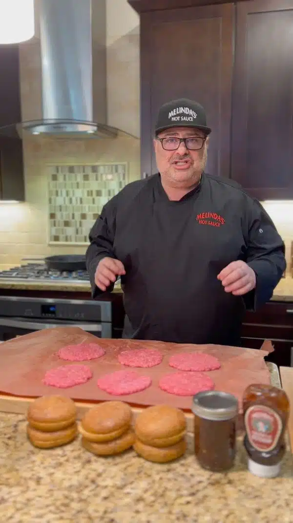 Image of Divide your ground meat into 8 balls, smash them flat...