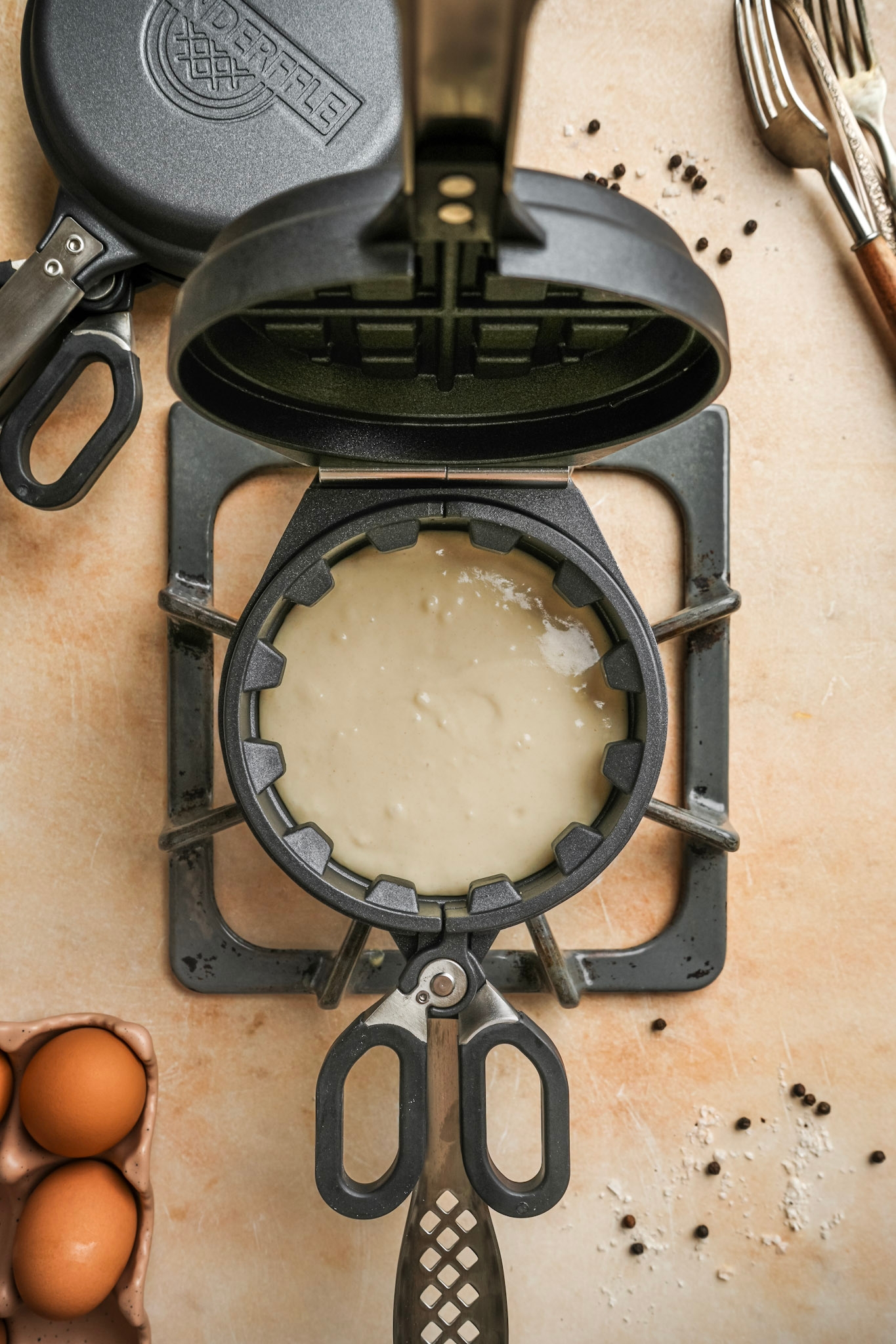 Image of Heat the Stuffed Waffle Iron to medium heat and brush...