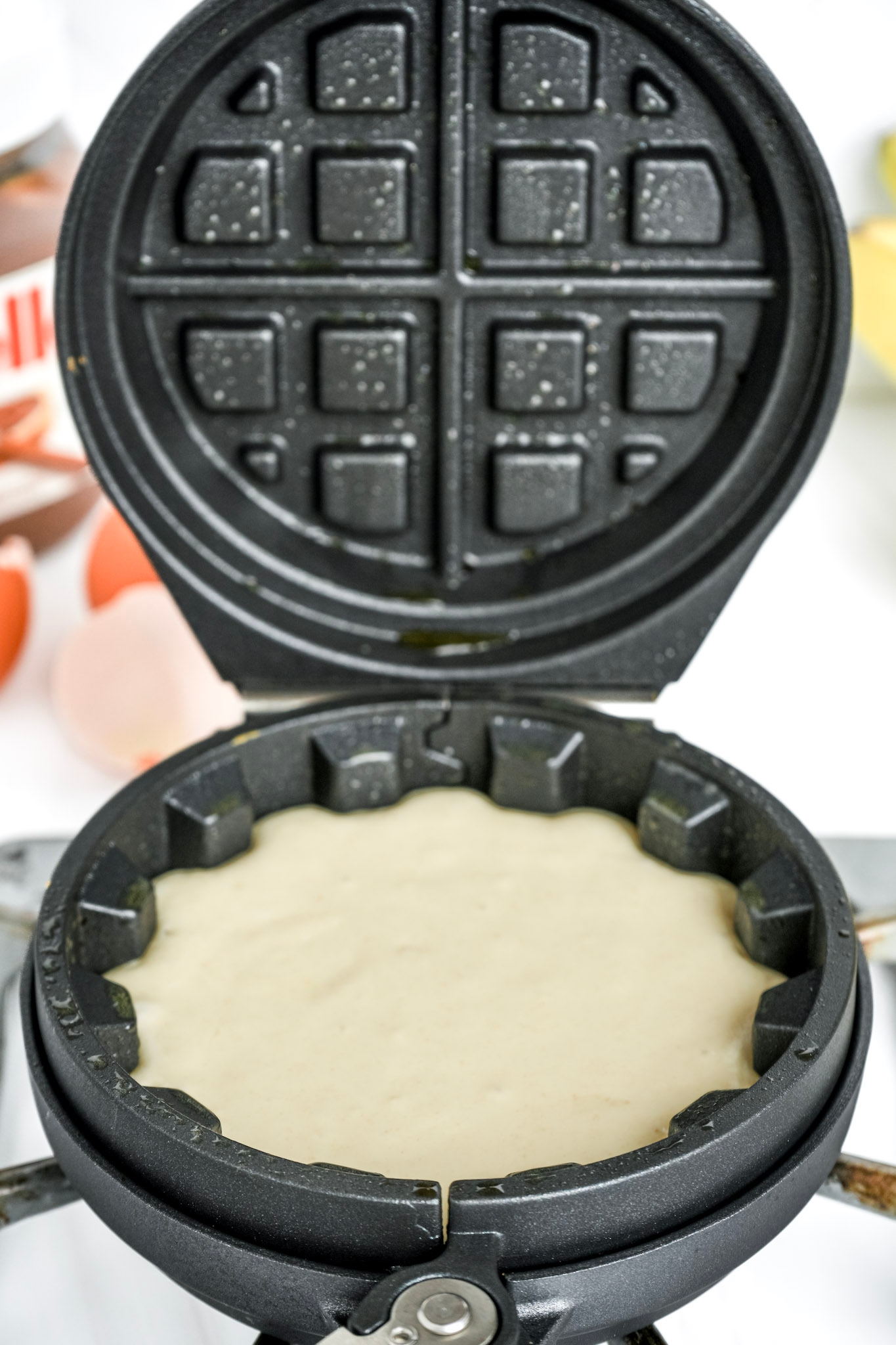 Image of Heat The Stuffed Waffle Iron to medium low heat. Pour...