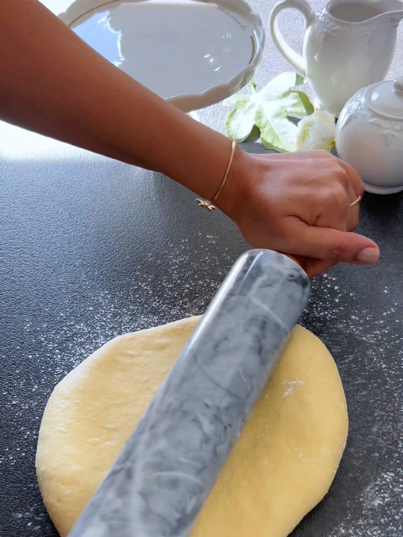 Image of Roll out the dough into a thin rectangle and cut...