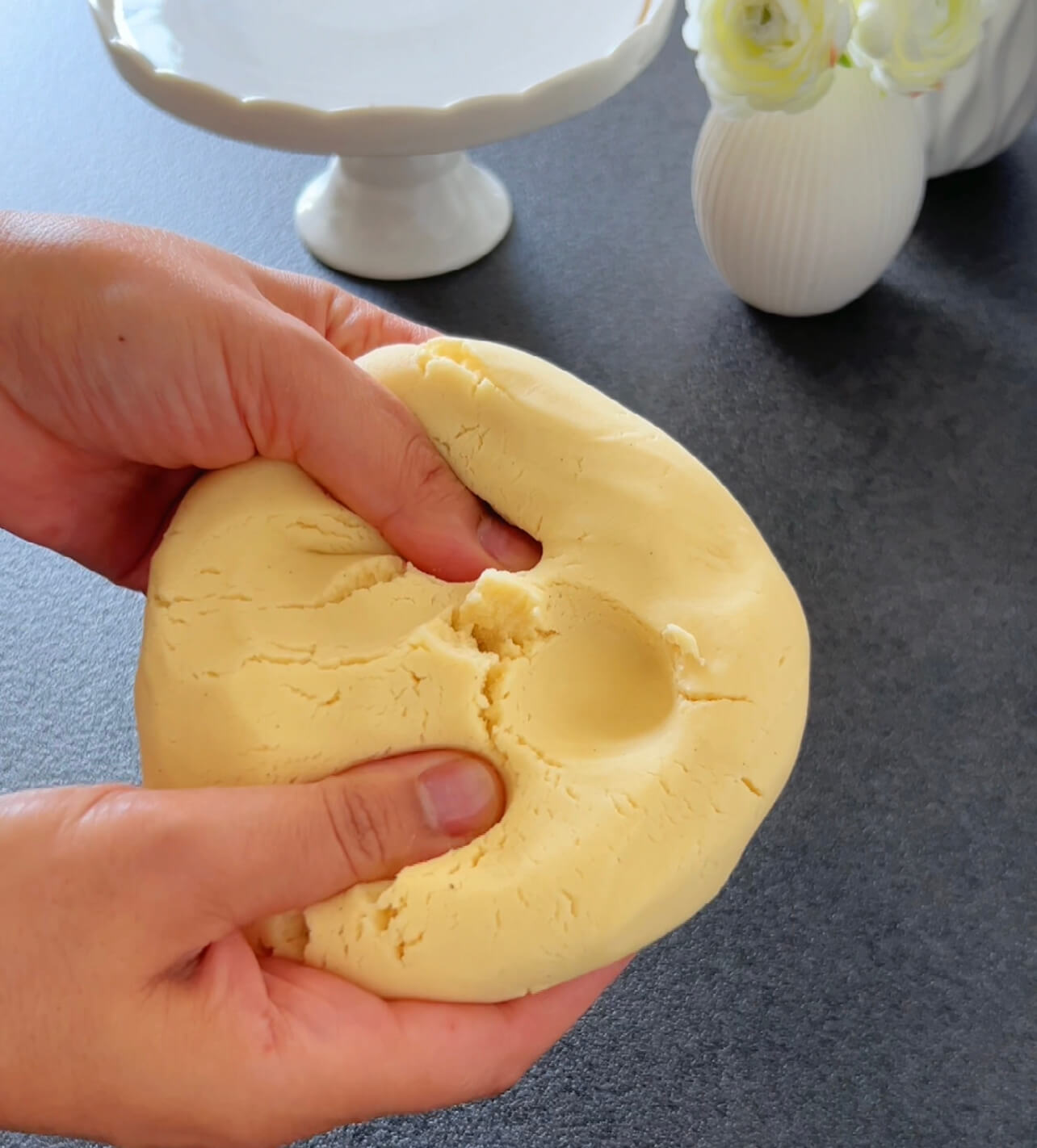 Image of Add the flour and cornstarch, kneading into a soft, smooth...