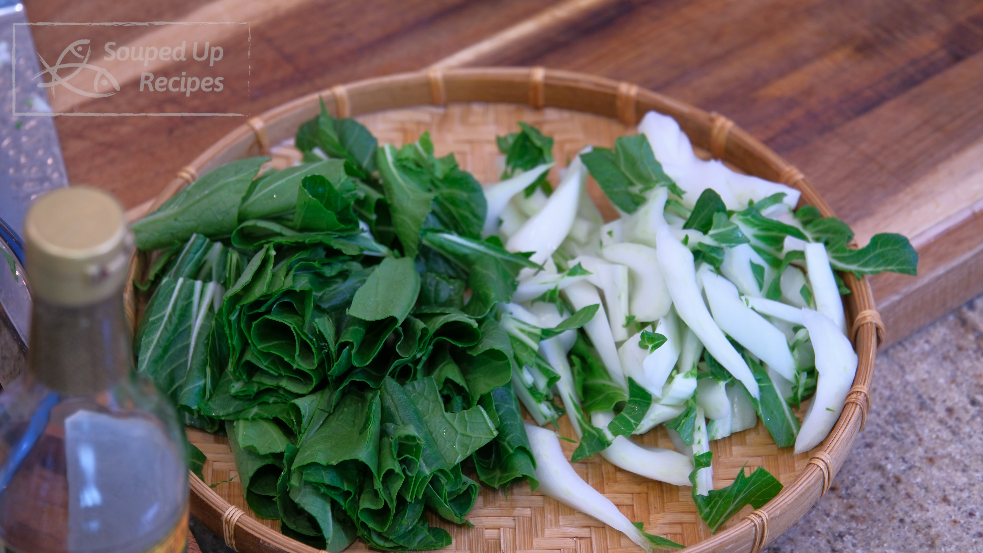 Image of Cut the big bok choy into bite-size pieces. Separate the...