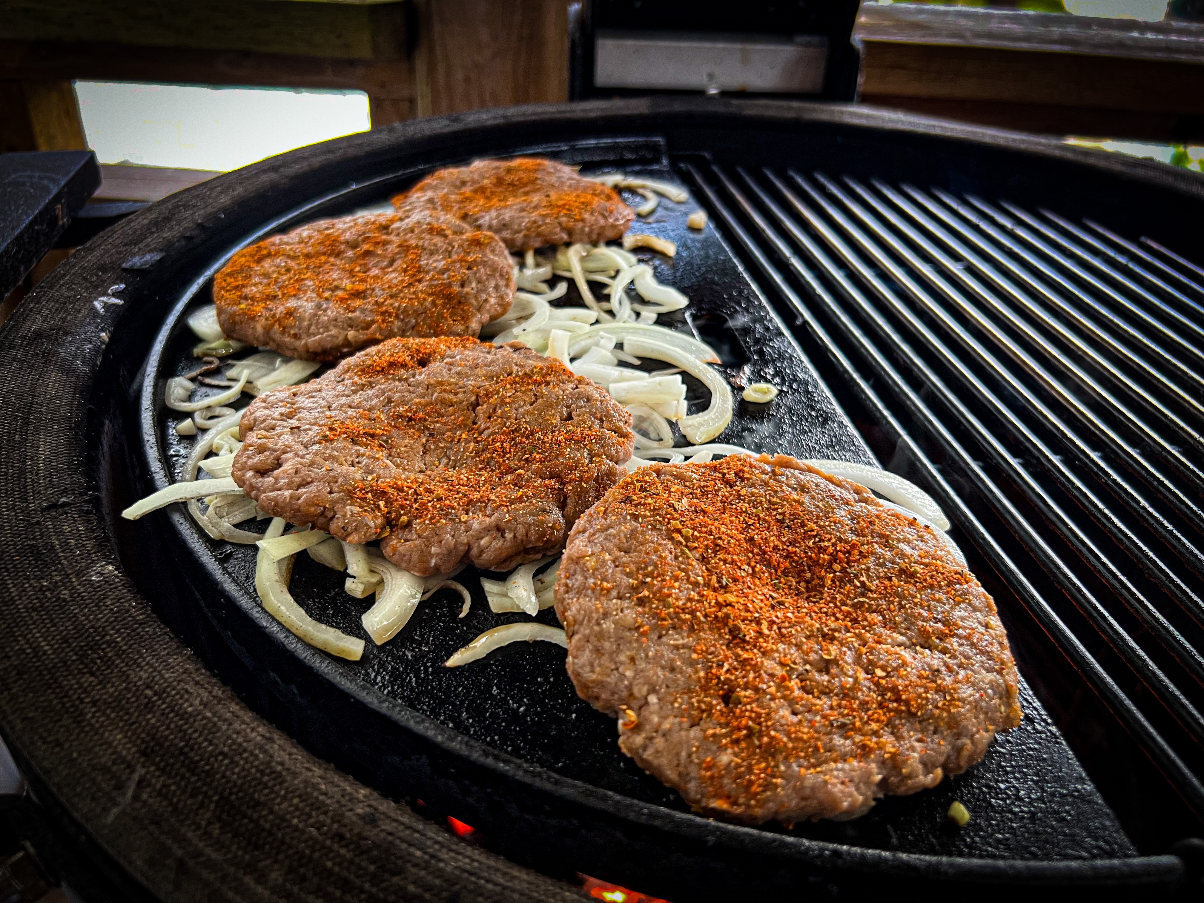 Image of When the burgers start ‘sweating’ flip them (around 3-4 minutes)....