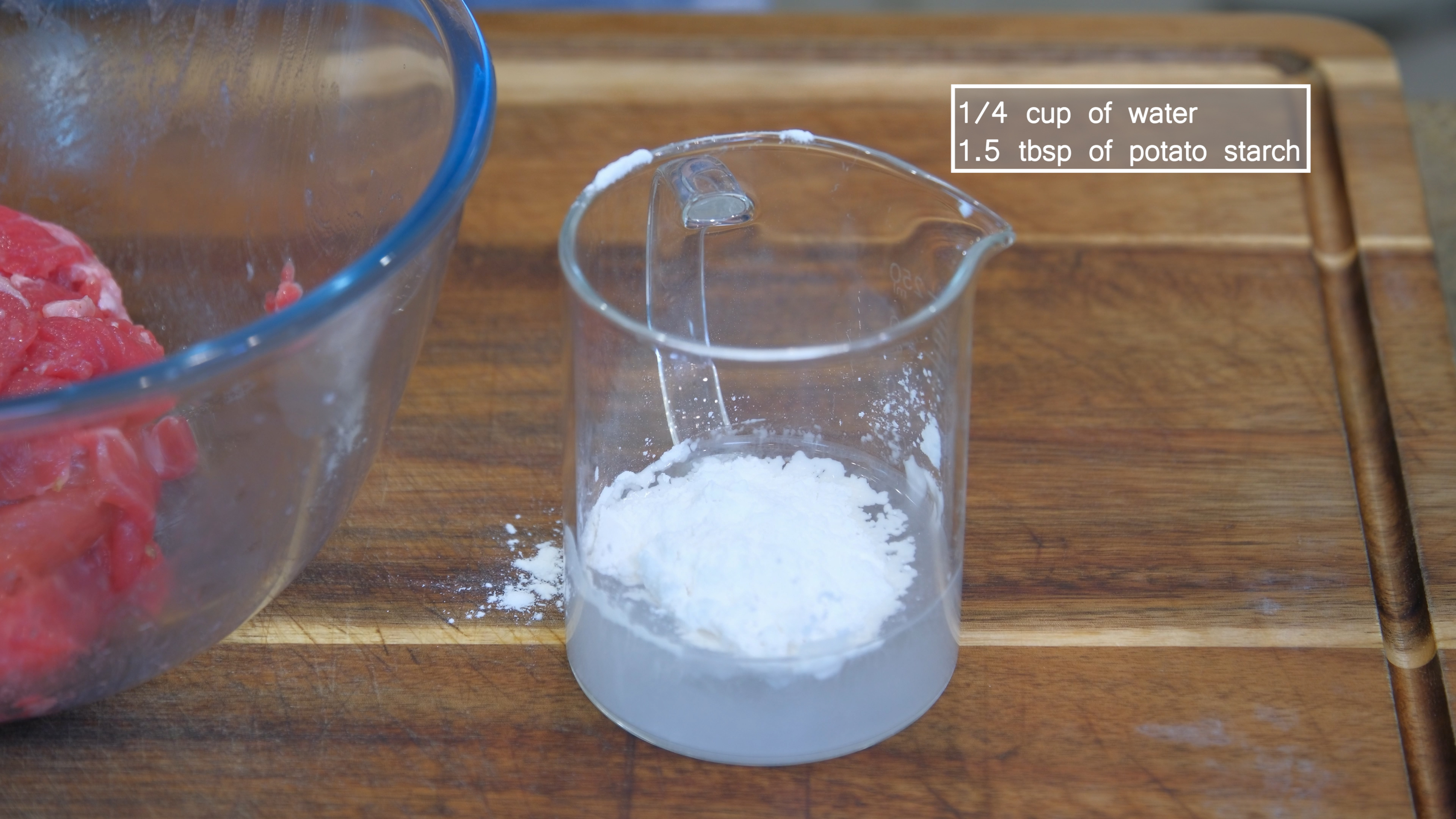 Image of Mix 1/4 cup of water with 1.5 tbsp of potato...
