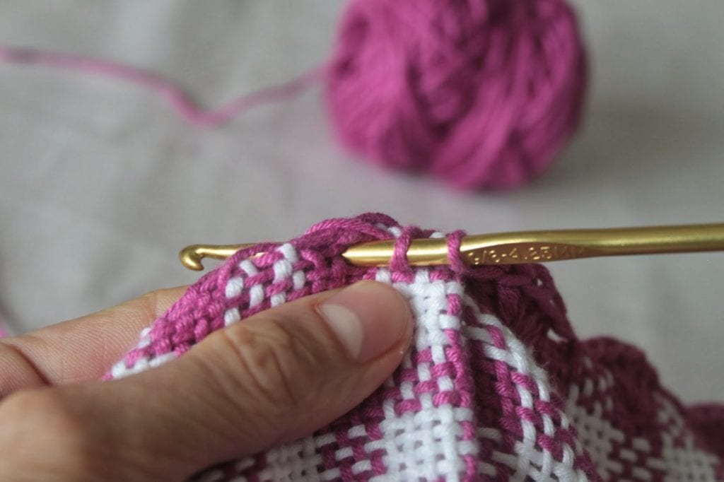 Image of *About 6 picks along the side, yarn over and insert...