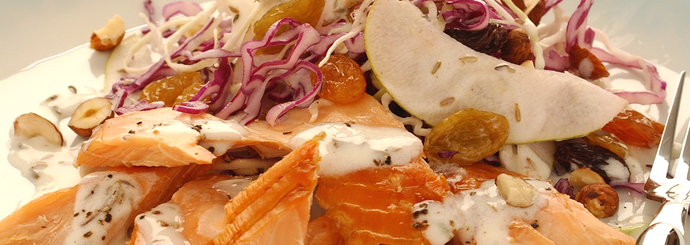 Roast Smoked Salmon with Winter Coleslaw