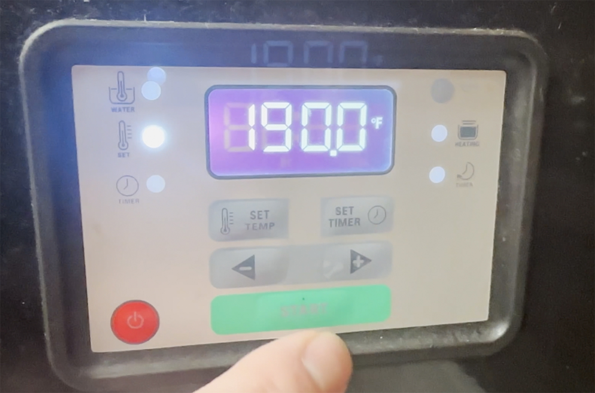 Image of Heat your sous vide to 190 degrees