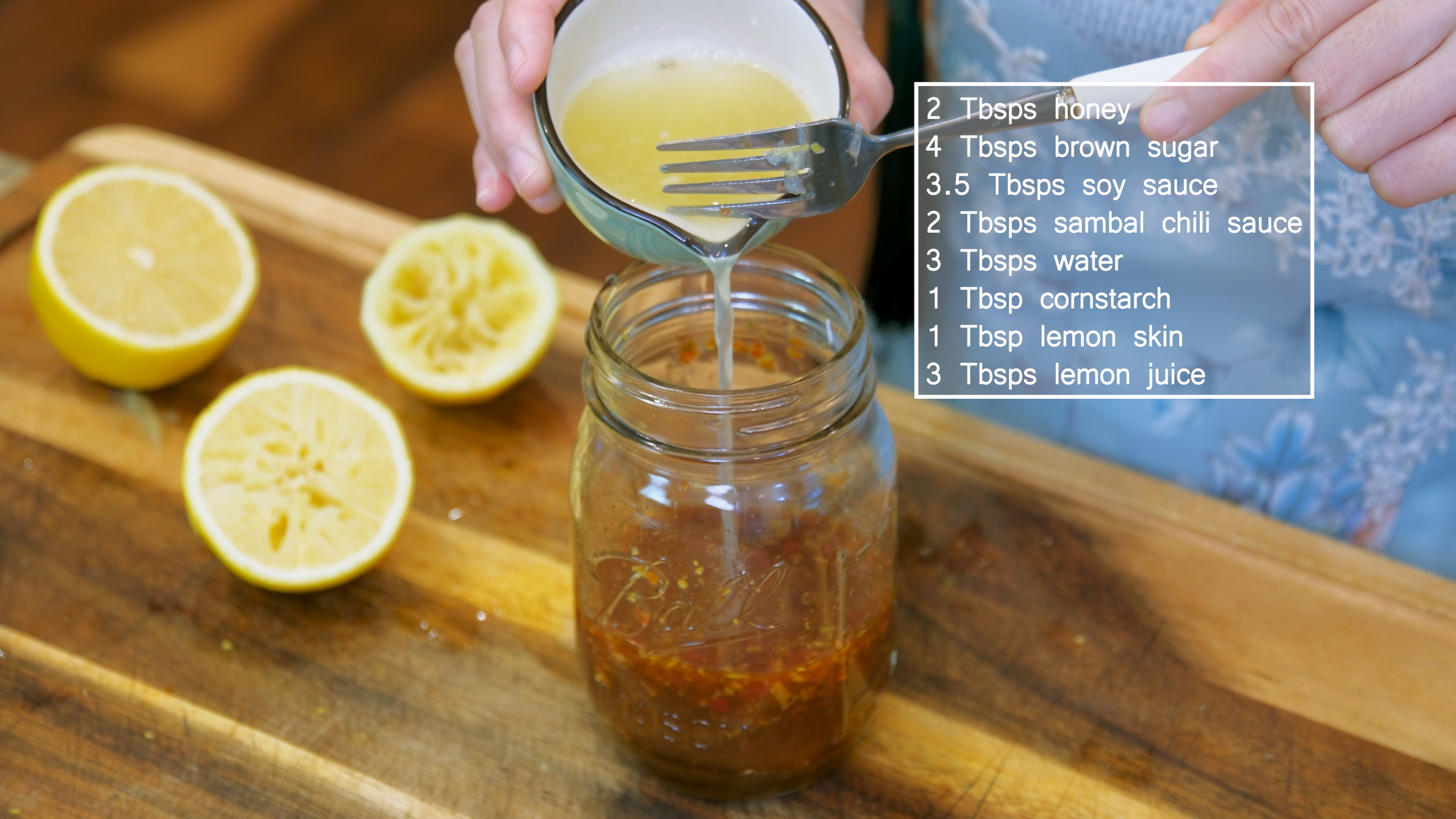 Image of In a jar, add 2 Tbsps honey, 4 Tbsps brown...