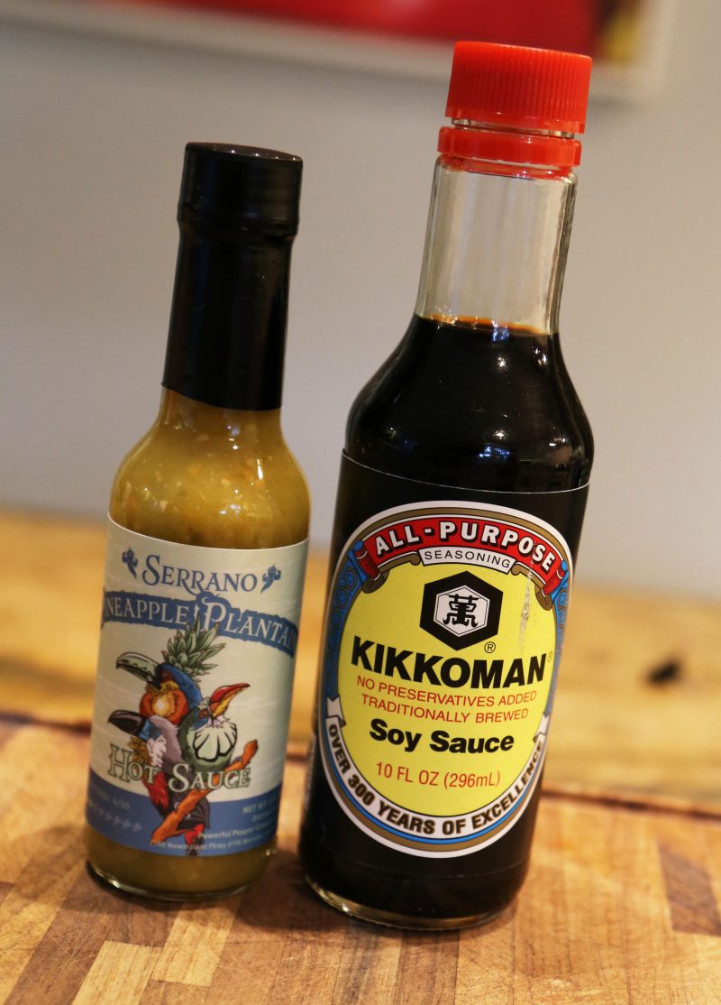 Image of Mix together Serrano Pineapple Plantain Hot Sauce, Soy Sauce, and...