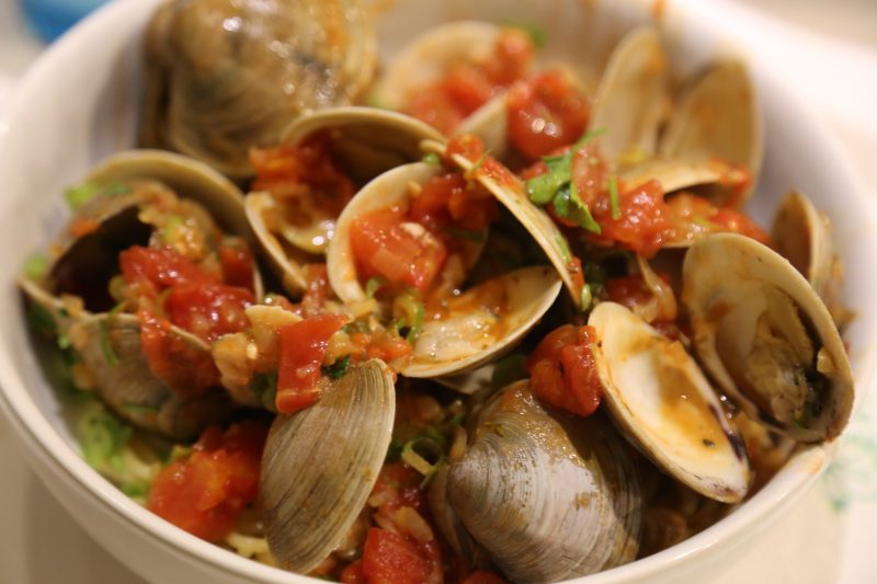 Image of Add the clams, the parsley and the scallions to the...