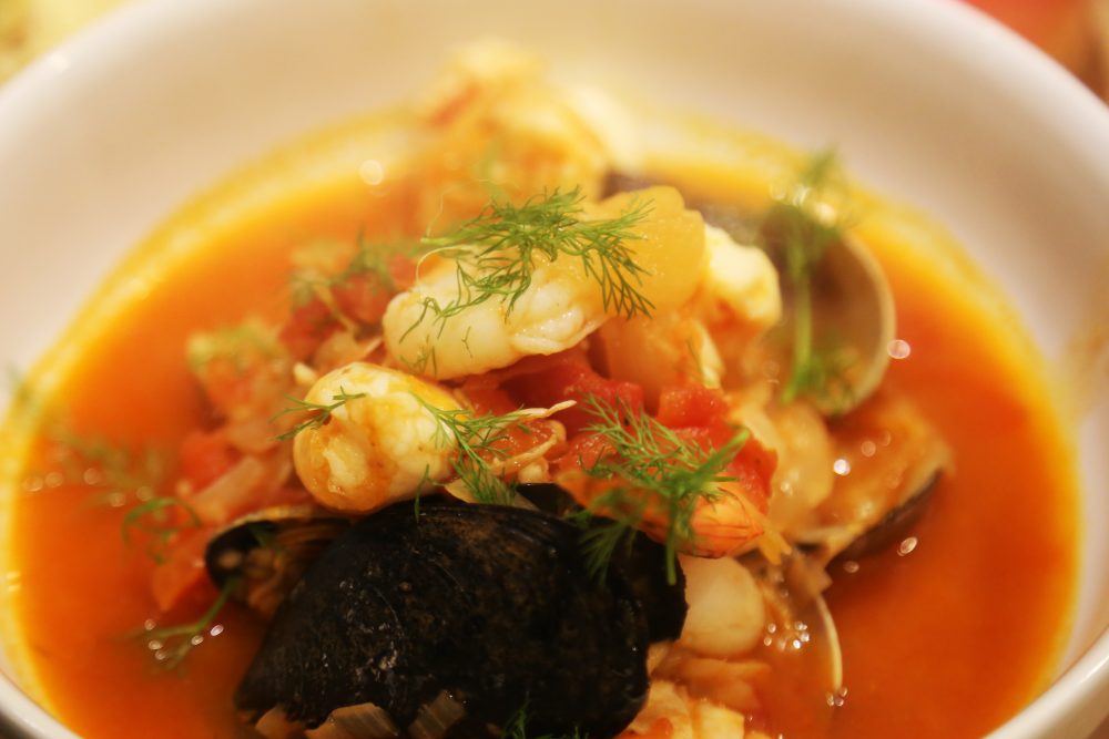 Image of Ladle the soup into bowls, top with some leftover fennel...