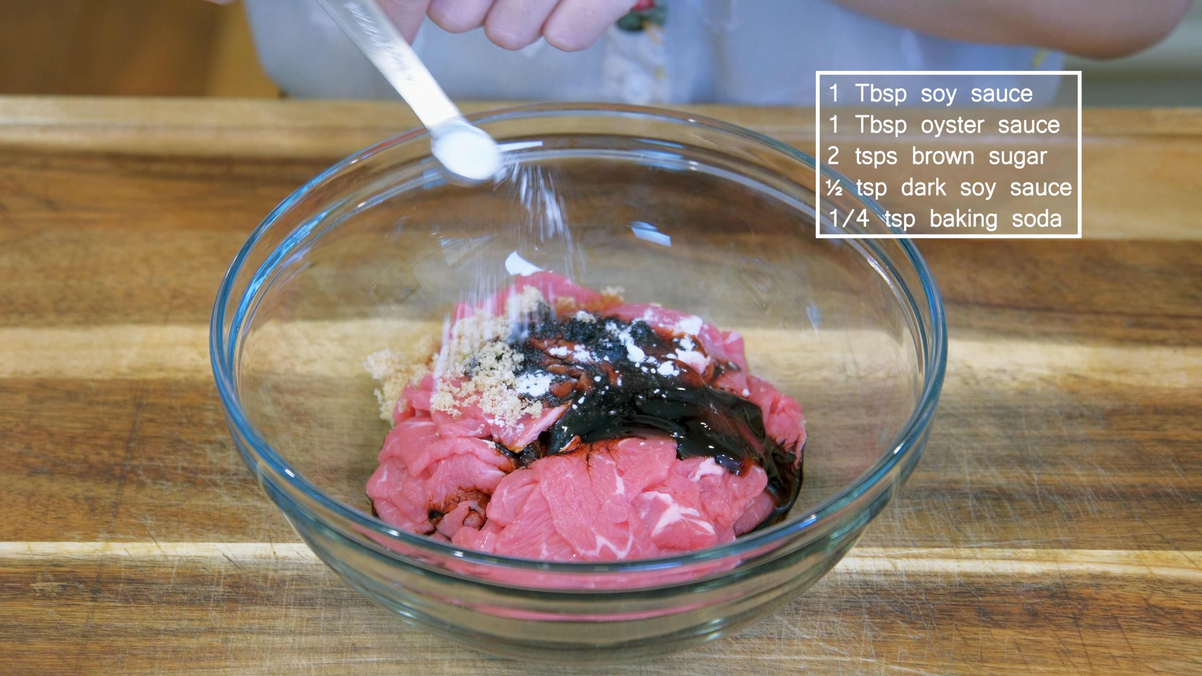 Image of Marinade the beef with 1 Tbsp of soy sauce, 1...
