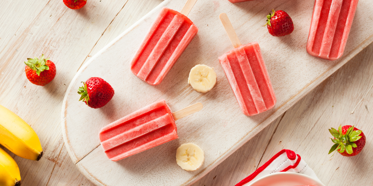 Strawberry Banana Protein Popsicles