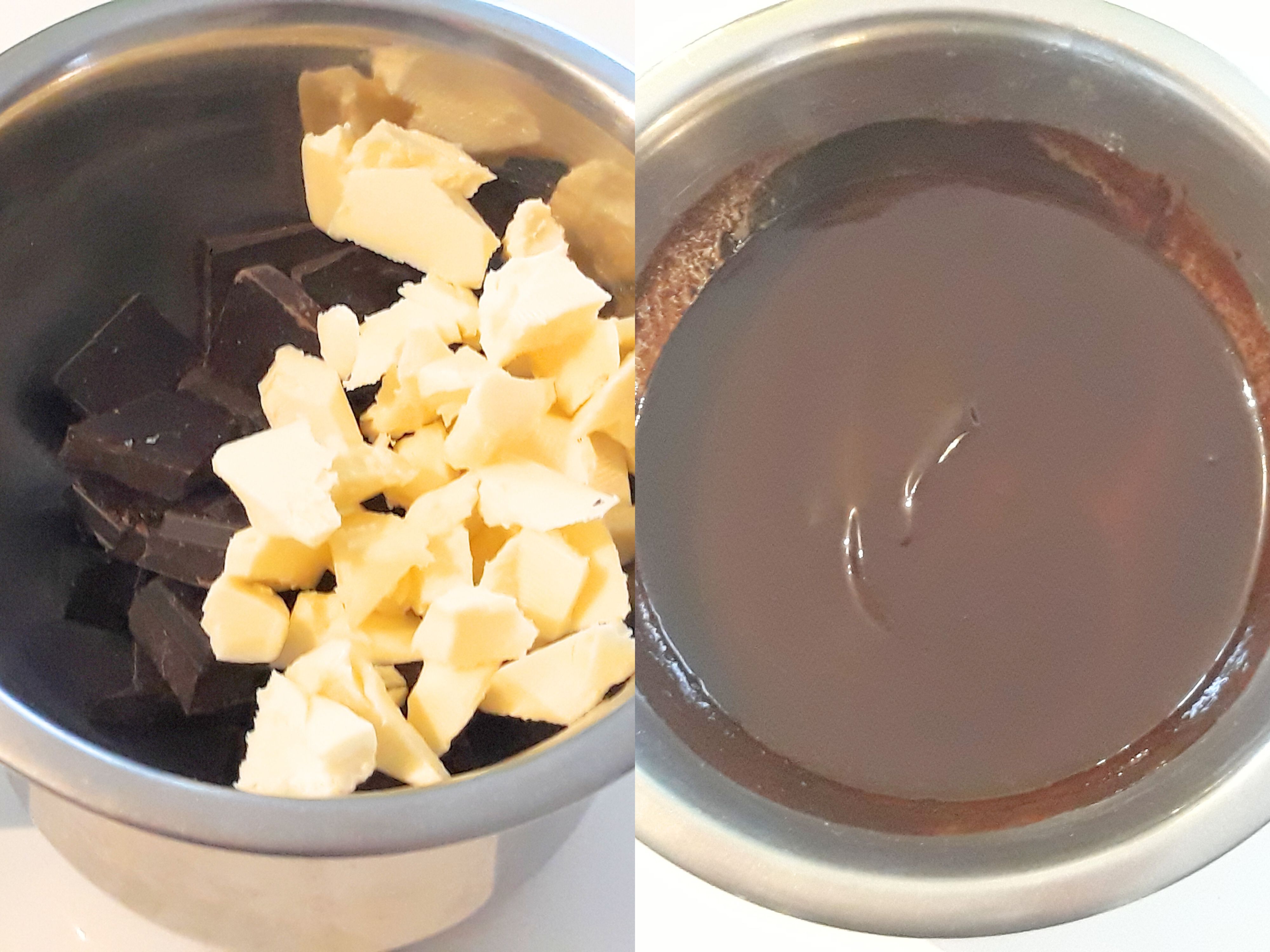 Image of Mettre le chocolat et le beurre en morceaux dans un...