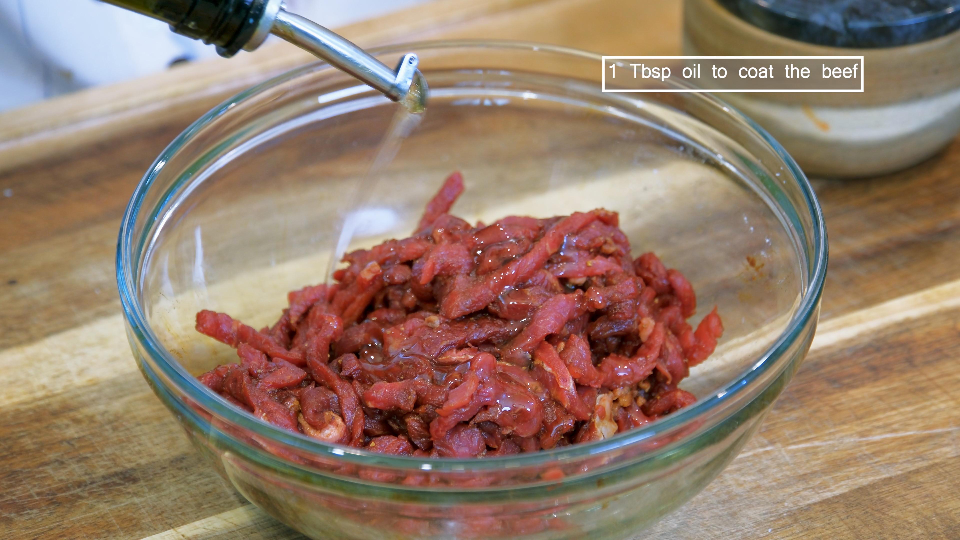 Image of Marinade the beef with 1/3 tsp of salt, 1/4 tsp...