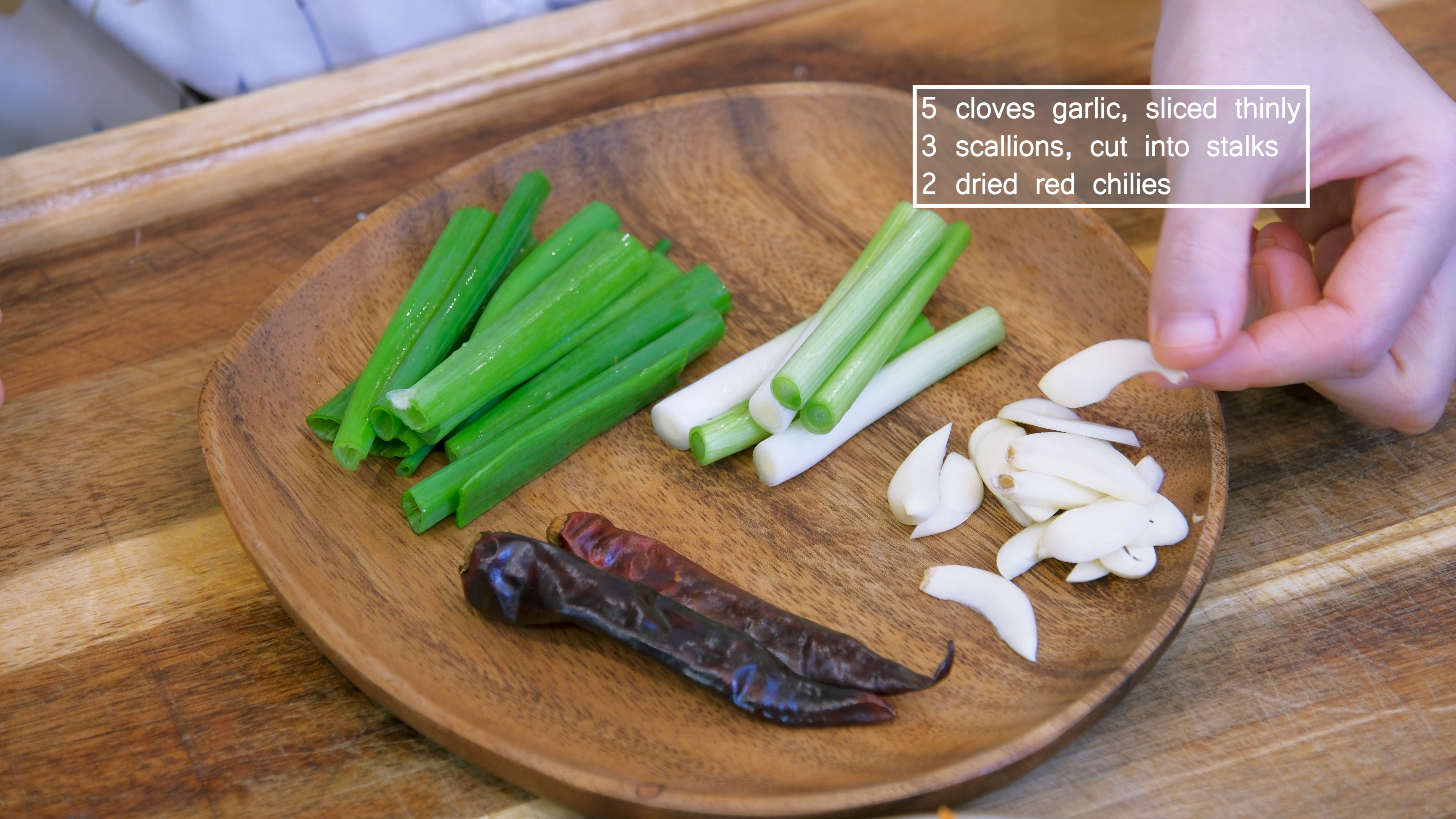 Image of Besides that, slice 5 cloves garlic thinly; cut 3 scallions...