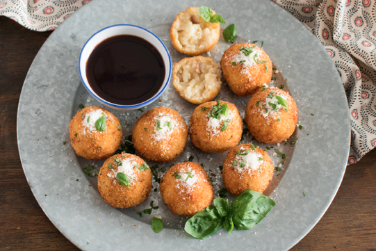Bacon Arancini with Raspberry Dipping Sauce