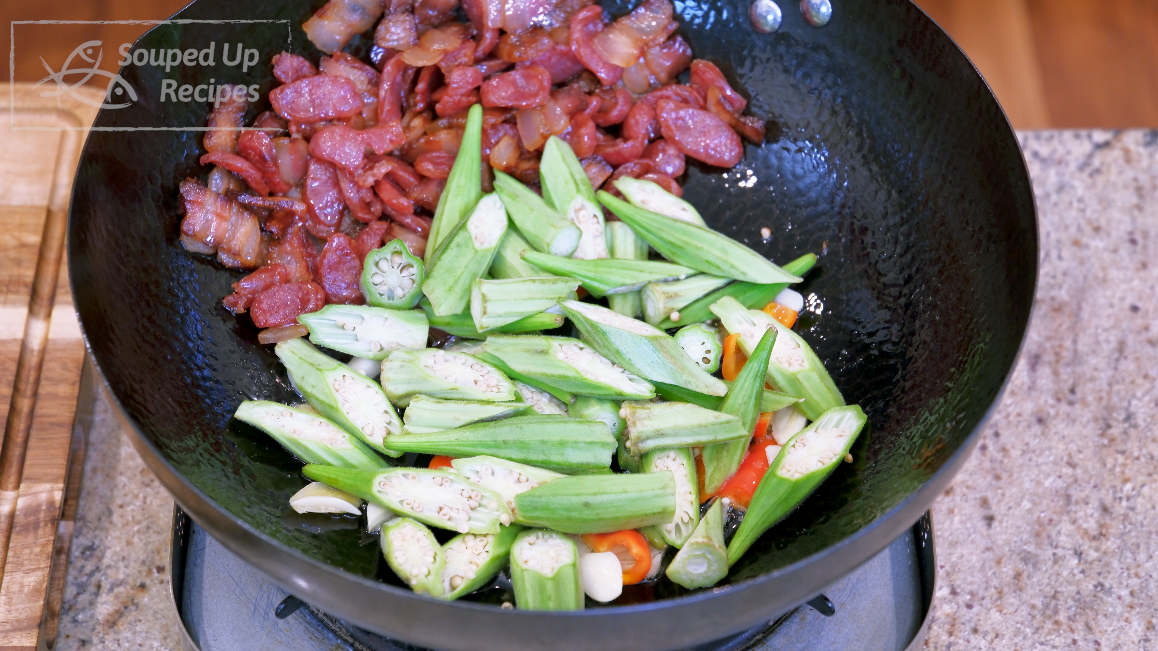 Image of Add the okra and stir for 2-3 minutes. We want...