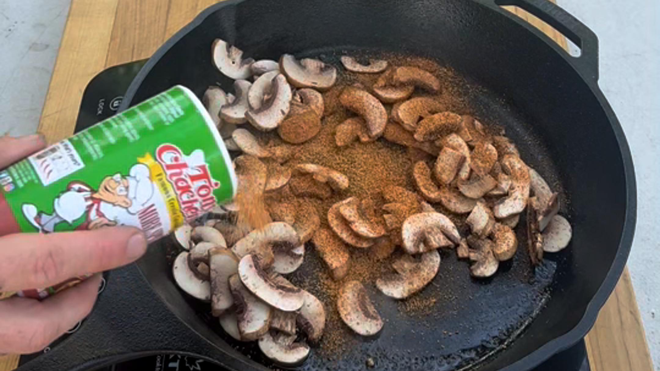 Image of Mix your cremini mushrooms in a bowl with the creole...