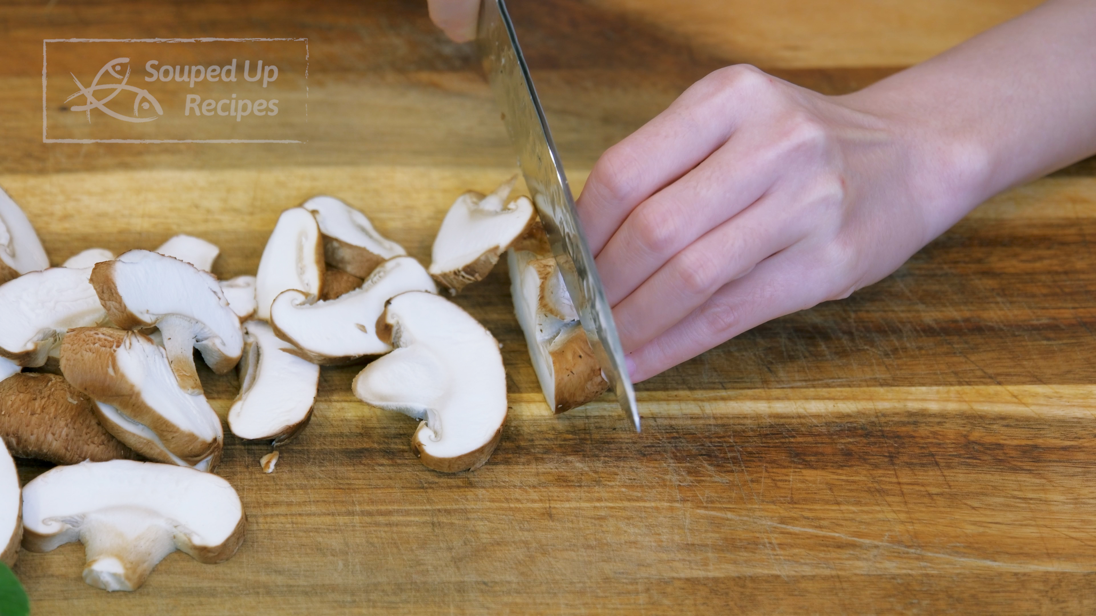 Image of Cut the mushrooms into 1/4-inch think pieces. I am using...