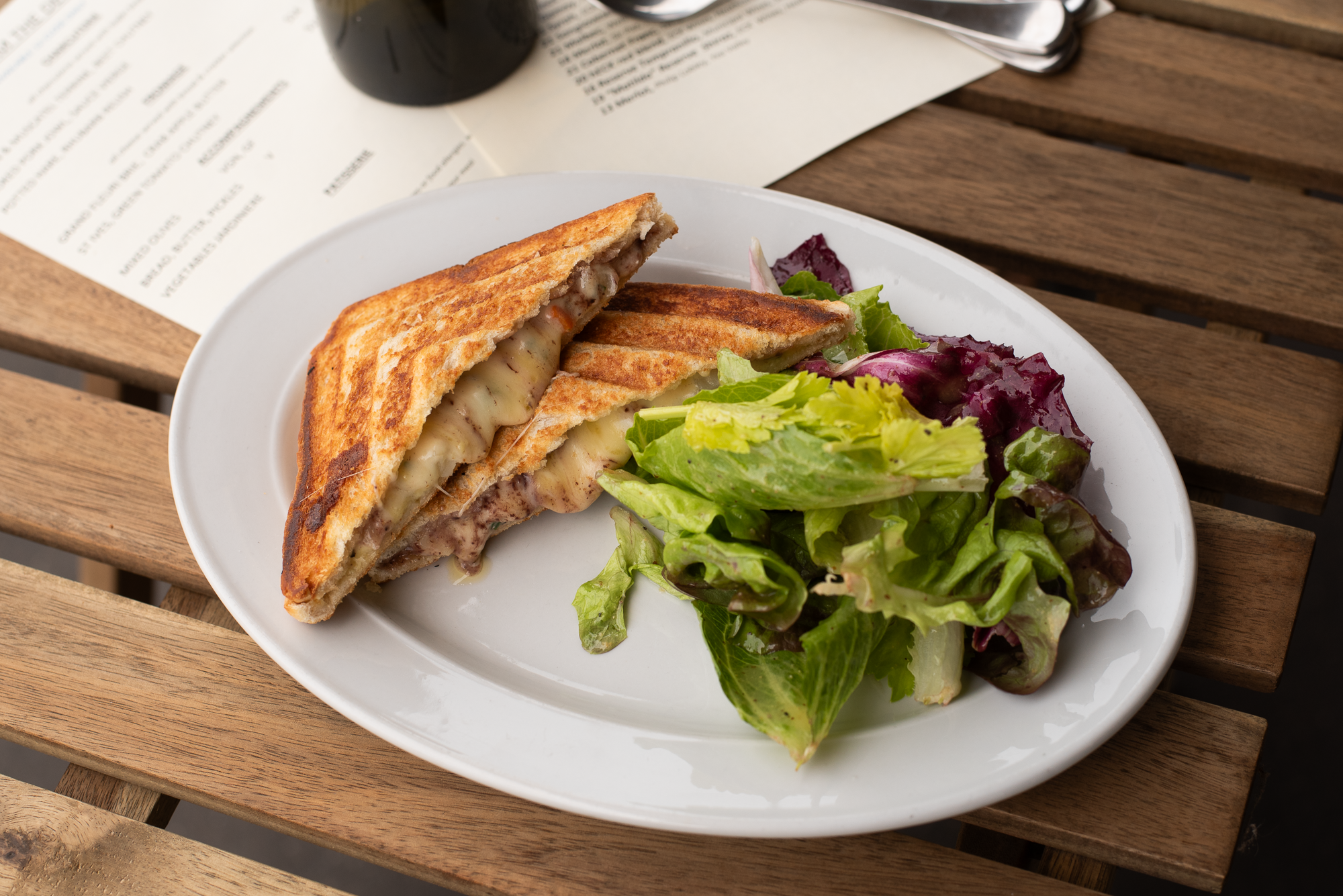 toasted raclette jaffle with mount zero olive jam