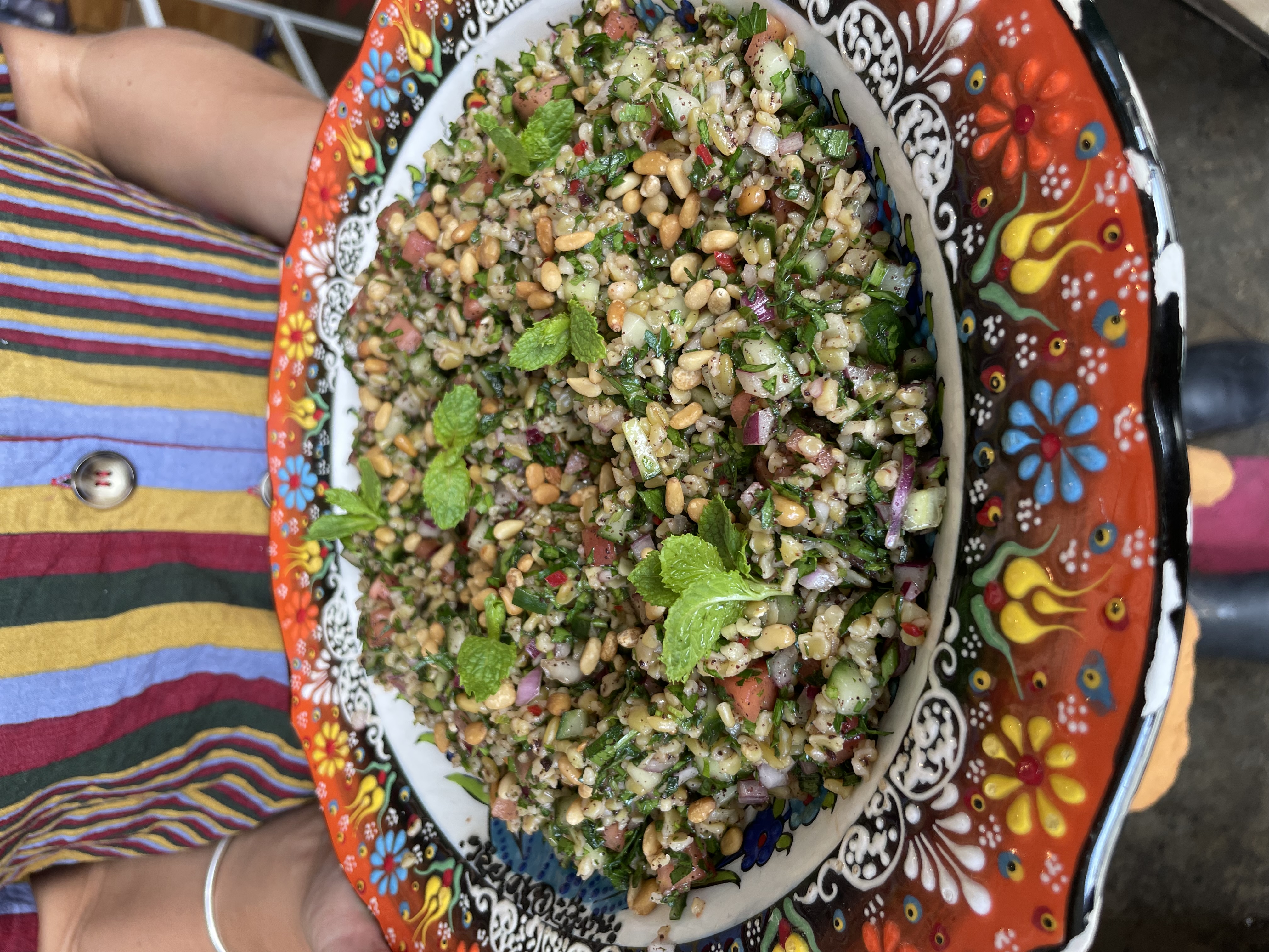 cracked freekeh tabouli with pomegranate dressing