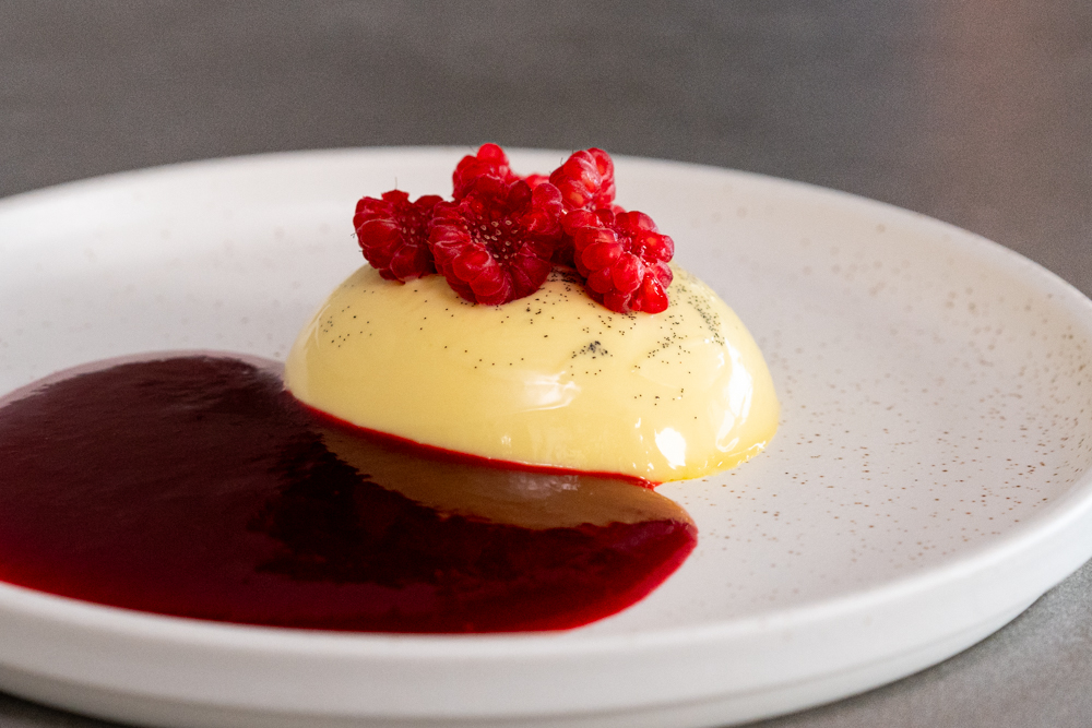 Panna cotta with raspberries